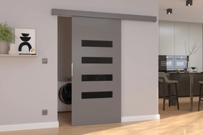 Ușă glisantă FORLI (Latime: 86 cm, Culoare: Sonoma /Negru Lacobel)