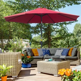 Outsunny Umbrelă de Grădină Inclinabilă 3x2.45m, Poliester Impermeabil, Rosu Bordeaux | Aosom Romania