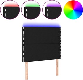 vidaXL Tăblie de pat cu LED, negru, 90x5x118/128 cm, textil