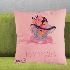 Perna Personalizata Zodie Fecioara, 40x40 cm, Roz, Husa Detasabila, Perna Inclusa, BEKZ®