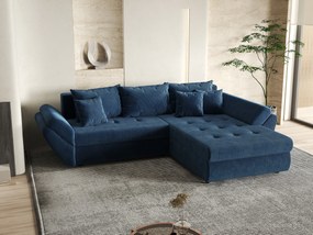 Colțar extensibil dumonde cu ladă de depozitare si sezut confortabil din spuma high-density, Loana Zoom Blue II 270x185 cm