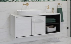Dulap lemn masiv baie Irvella pentru chiuvetă, 120 × 51 × 48 cm - Crem