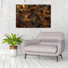 Tablou - Hexagoane de bronz (90x60 cm)