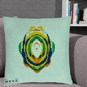 Perna Decorativa Oval Abstract Multicolor, 40x40 cm, Verde Menta, Husa Detasabila, Perna Inclusa, BEKZ®
