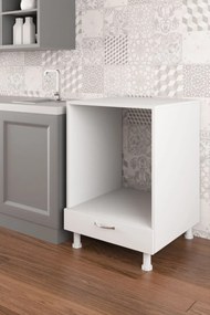 Dulap masca aragaz, cuptor bucatarie cu sertar, Homs, alb, 85 x 60 x 59 cm