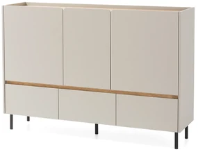 Comodă Azalio 150 cm cu sertare - bej nisipiu / stejar uleiat