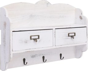 vidaXL Cuier de perete, alb, 50 x 10 x 34 cm, lemn
