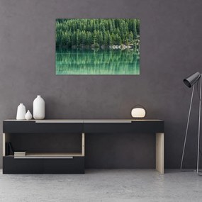 Tablou - Coniferi lângă lac (90x60 cm)