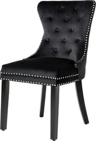 Set 2 scaune Stil Baroc, Catifea, Negru, CASTLE