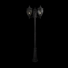 Stalp de exterior cu 3 brate protectie IP44, Fleur H-239cm, bronz antic