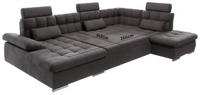 Colțar gri antracit extensibil, cu spațiu de depozitare (cu colț pe partea dreaptă, în formă de "U") Merkur – Ropez