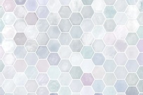 Tapet model hexagonal gri-albastru
