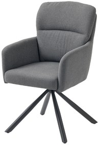 HOMCOM Scaun de dining capitonat, scaun de bucatarie cu perne groase, brate, picioare metalice, Gri | Aosom Romania