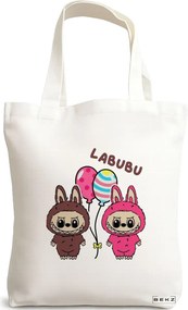 Sacosa de Panza pentru Cumparaturi, Geanta Tote, model Labubu 5 38 x 34.5 cm, Alba, BEKZ®
