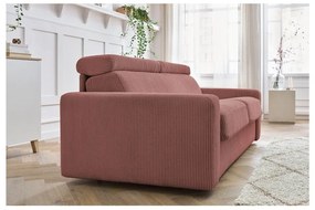 Canapea roz extensibilă cu tapițerie din catifea reiată 195 cm Monaco – Bobochic Paris