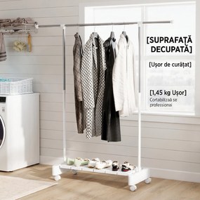 HOMCOM Uscător Vertical Extensibil cu Roți și Raft pentru Încălțăminte Alb | Aosom Romania