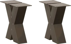 vidaXL Picioare pentru măsuță de cafea în formă de X, 2 buc., oțel natural, 30x(30-31) cm