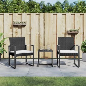 360206 vidaXL Set mobilier de grădină cu perne, 3 piese, negru, PP ratan