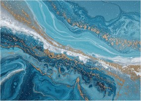 Tablou pe sticlă - Marmură bleu cu aur I. (70x50 cm)