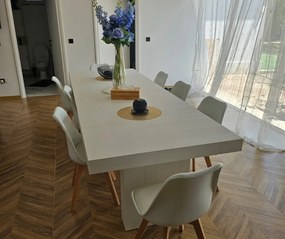 MASA EXTENSIBILA BIG FAMILY II, picior drept - GRI CIMENT - 160 cm / 90 cm / h 77