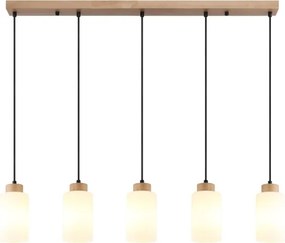 Globo 15977-5H - Lustră suspendată pe cablu ROWENA 5xE27/60W/230V stejar/alb