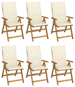 vidaXL Scaune grădină pliabile, cu perne, 6 buc., lemn masiv de acacia