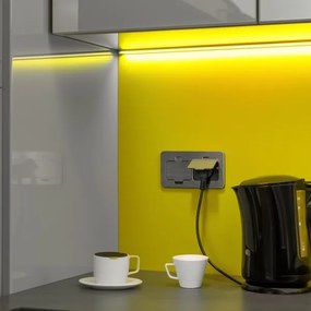 Priză dublă încastrabilă de podea de exterior Brilagi IP55 crom mat dreptunghiular