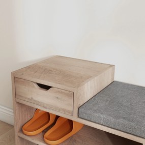 HOMCOM Bancă pentru Încălțăminte cu Pernă de Șezut, 76,5x30x52 cm, Gri | Aosom Romania