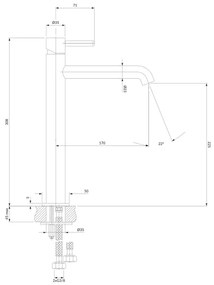 Baterie de lavoar OMNIRES Y1212CP Y 30,8 cm cupru lucios