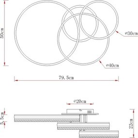 Globo 67377-72 - Lampă de tavan LED dimabilă FRANCINE LED/72W/230V argintie + telecomandă