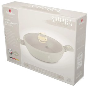 Cratiță cu capac 30 cm, 4.5L – Berlinger Haus Sahara Collection BH 8069, crem, cu strat antiaderent titan, compatibilă cu inducție