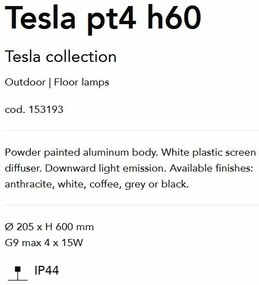 Stalp iluminat exterior design modern TESLA PT4 H60 ANTRACITE