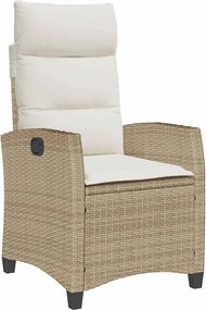 vidaXL Scaun de grădină înclinabil cu măsuță laterală polirattan bej