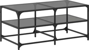 vidaXL Măsuță de cafea cu blat din sticlă neagră 98,5x50x45 cm oțel