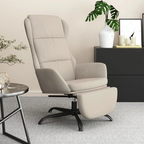 3097930 vidaXL Scaun de relaxare cu taburet, crem, microfibră
