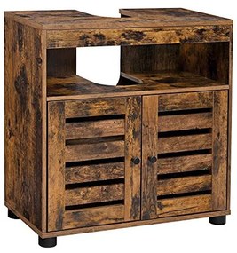 Dulap de depozitare pentru chiuveta, Vasagle, 2 usi, Maro Rustic, 60 x 30 x 63 cm