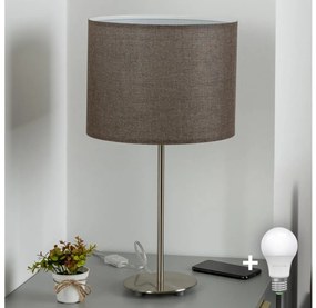 Lampă LED de masă Eglo TUNJA 1xE27/60W/230V 38,5 cm crom mat/maro