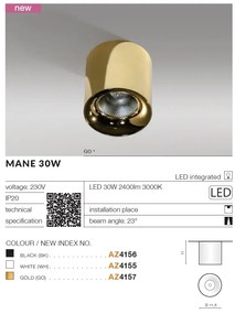 Spot LED aplicat tavan/plafon MANE 30W alb