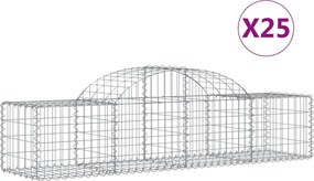 vidaXL Coșuri gabion arcuite 25 buc, 200x50x40/60 cm, fier galvanizat