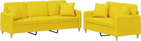 vidaXL Set de canapele cu perne, 2 piese, galben deschis, textil
