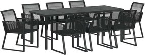 vidaXL Set de masă pentru grădină 9 pcs Negru