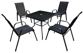Aldotrade Set de mobilier de grădină IDA, negru, 5piese