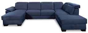 Coltar U Extensibil Cu Lada Dax, Dreapta, Tetiere Reglabile, Albastru, 375 Cm