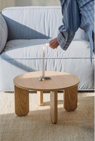 Măsuță de cafea în culoare naturală rotundă cu blat cu aspect de lemn de stejar ø 55 cm Kuvu – noo.ma