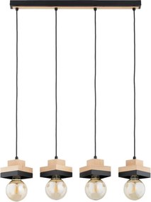 Lustră suspendată pe cablu MIKO 4xE27/15W/230V negru/bej
