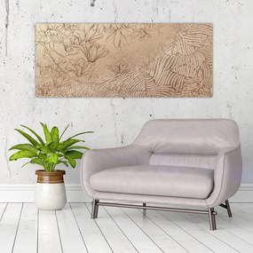 Tablou - Flori desenate (120x50 cm)
