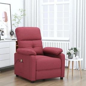 289675 vidaXL Fotoliu de masaj, roșu vin, material textil
