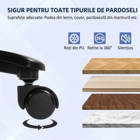 HOMCOM Scaun de Birou cu Spătar Înalt și Înălțime Reglabilă, 68,5x79x117-125 cm, Gri | Aosom Romania