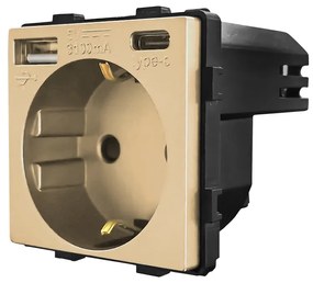 Modul Priza Simpla + USB-A + USB-C LUXION