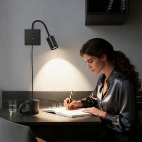 Immax NEO 08295L - Lampă de perete PUNTO cu USB, 1x GU10/9W/230V, neagră
